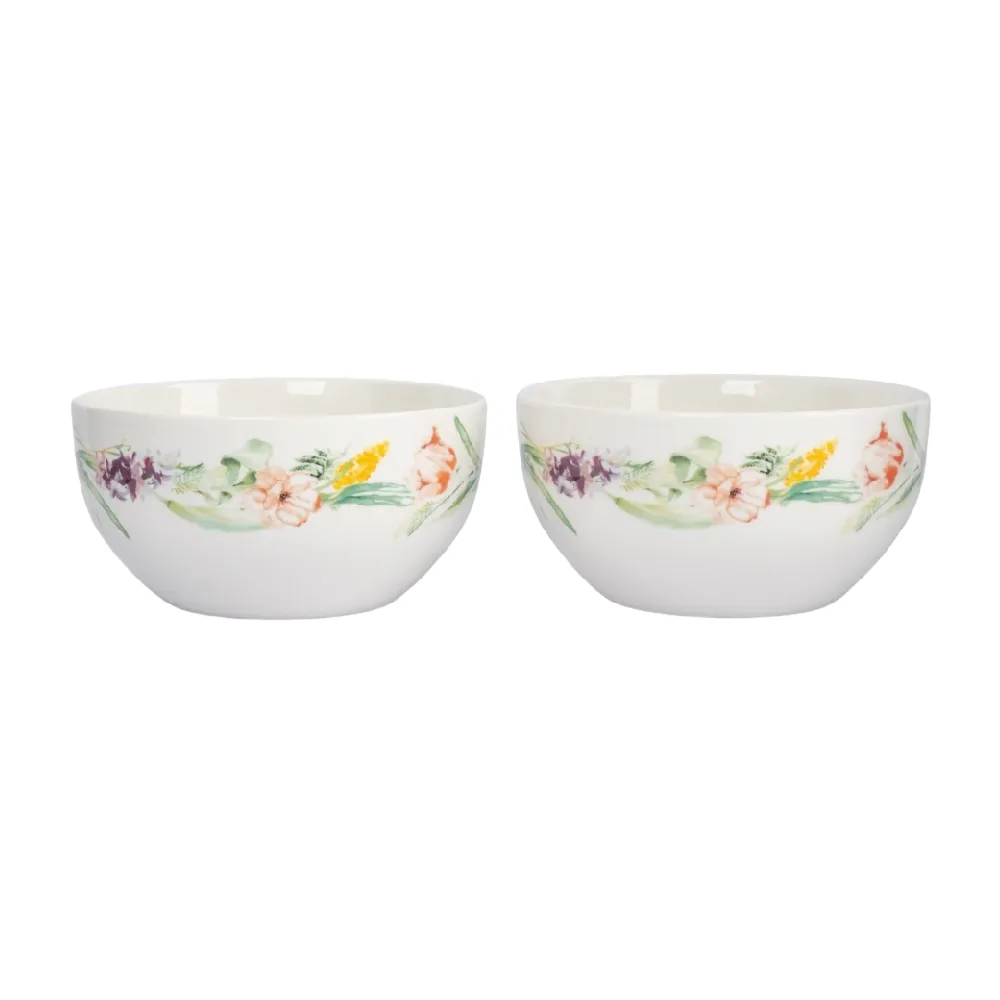 Salat qabı dəsti Anna Lafarg Bouquet, farfor, 14x8 sm, 2 ədəd, 620 ml (ANLAF-MEIBO-200525-2)